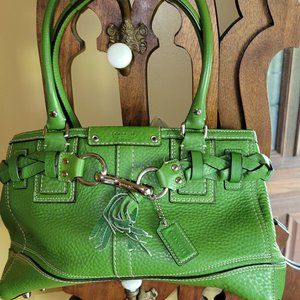 Coach Soft Pebble Leather Handbag.  Green Leather.